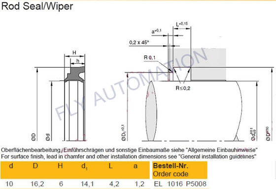 FESTO WIFC4-10X16,2X6,2-TPE-U Pneumatic Air Cylinders Wiper Seal 386133