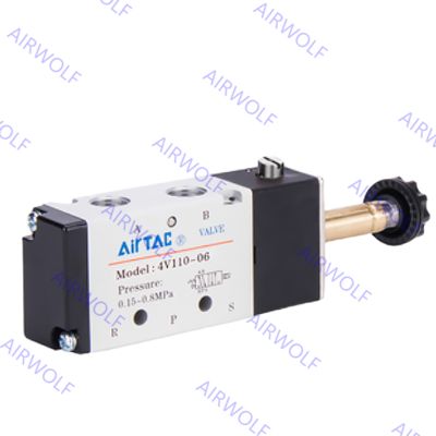AC230V DC24V 5/2 راه ایرتک 4V110-M5 4V110-06 پنوماتیک سیم پیچی بشکل استوانه